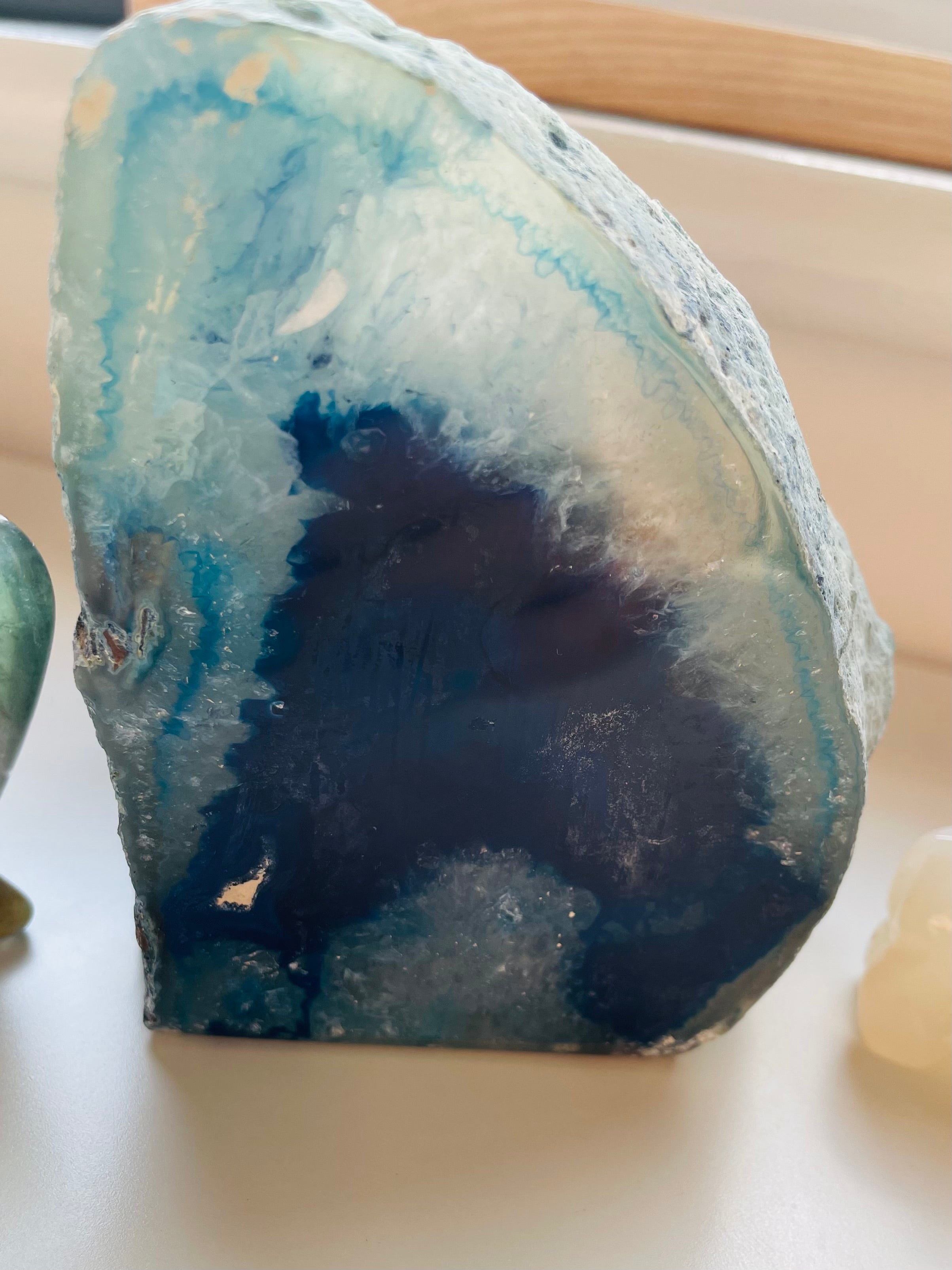Blue agate tea light holder