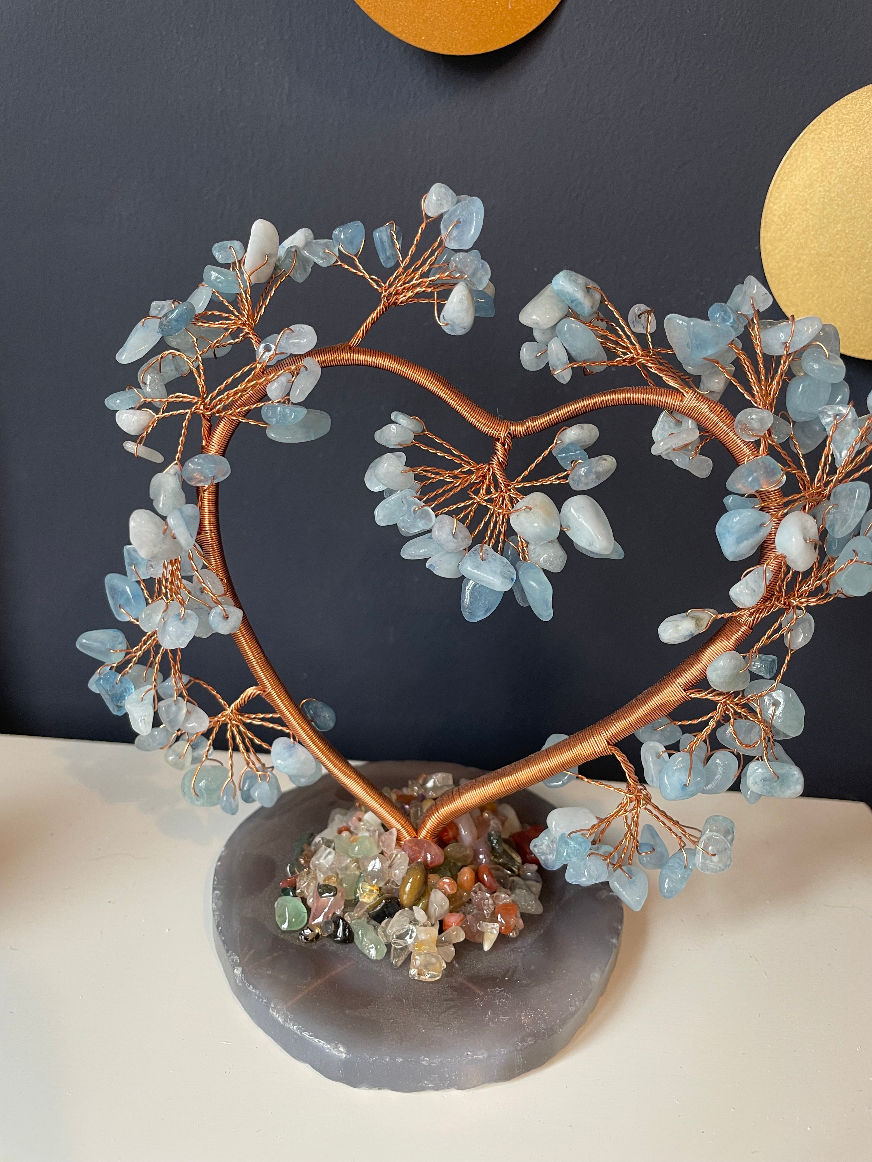Aquamarine gem tree love heart