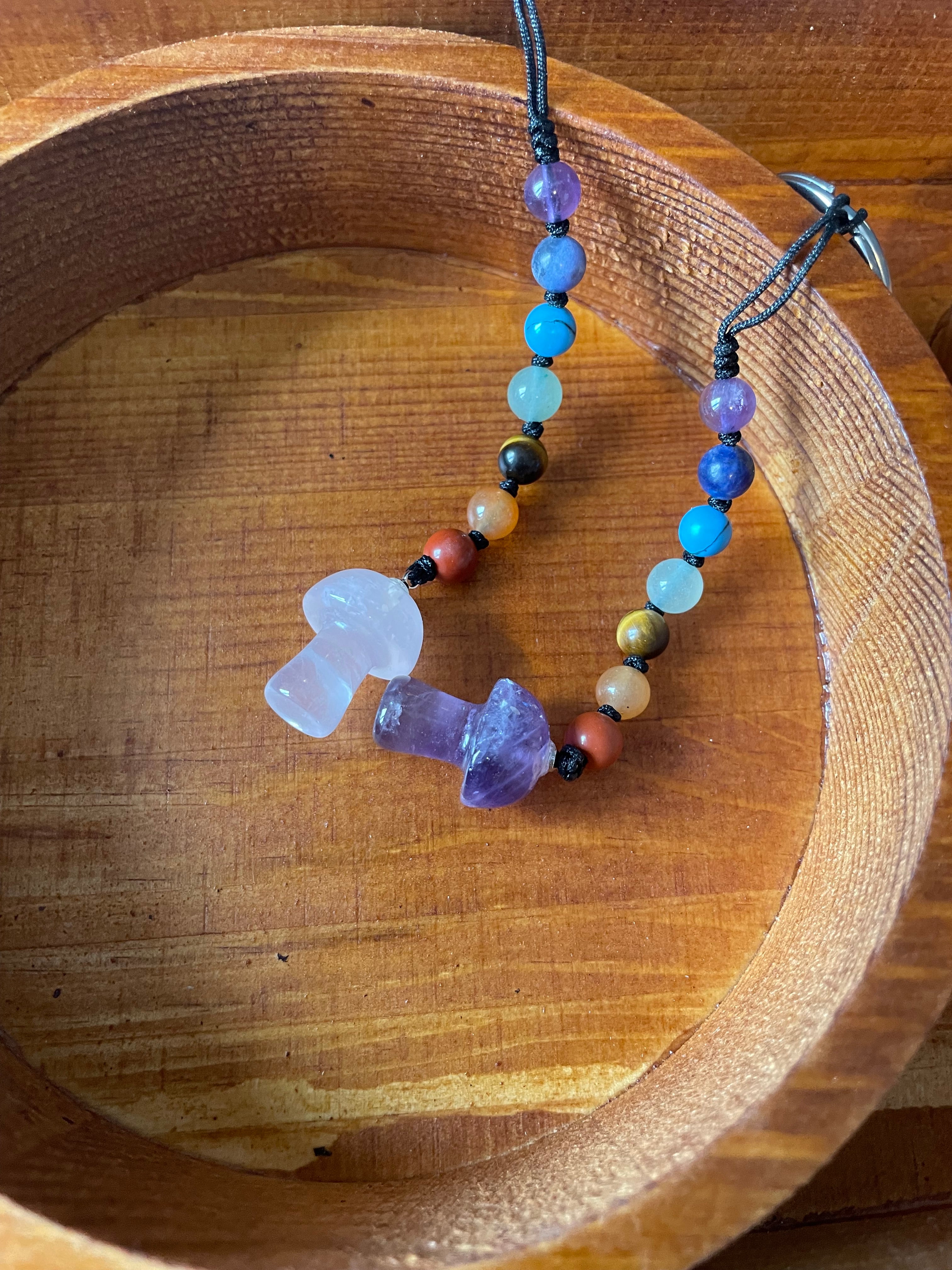Amethyst mushroom key ring