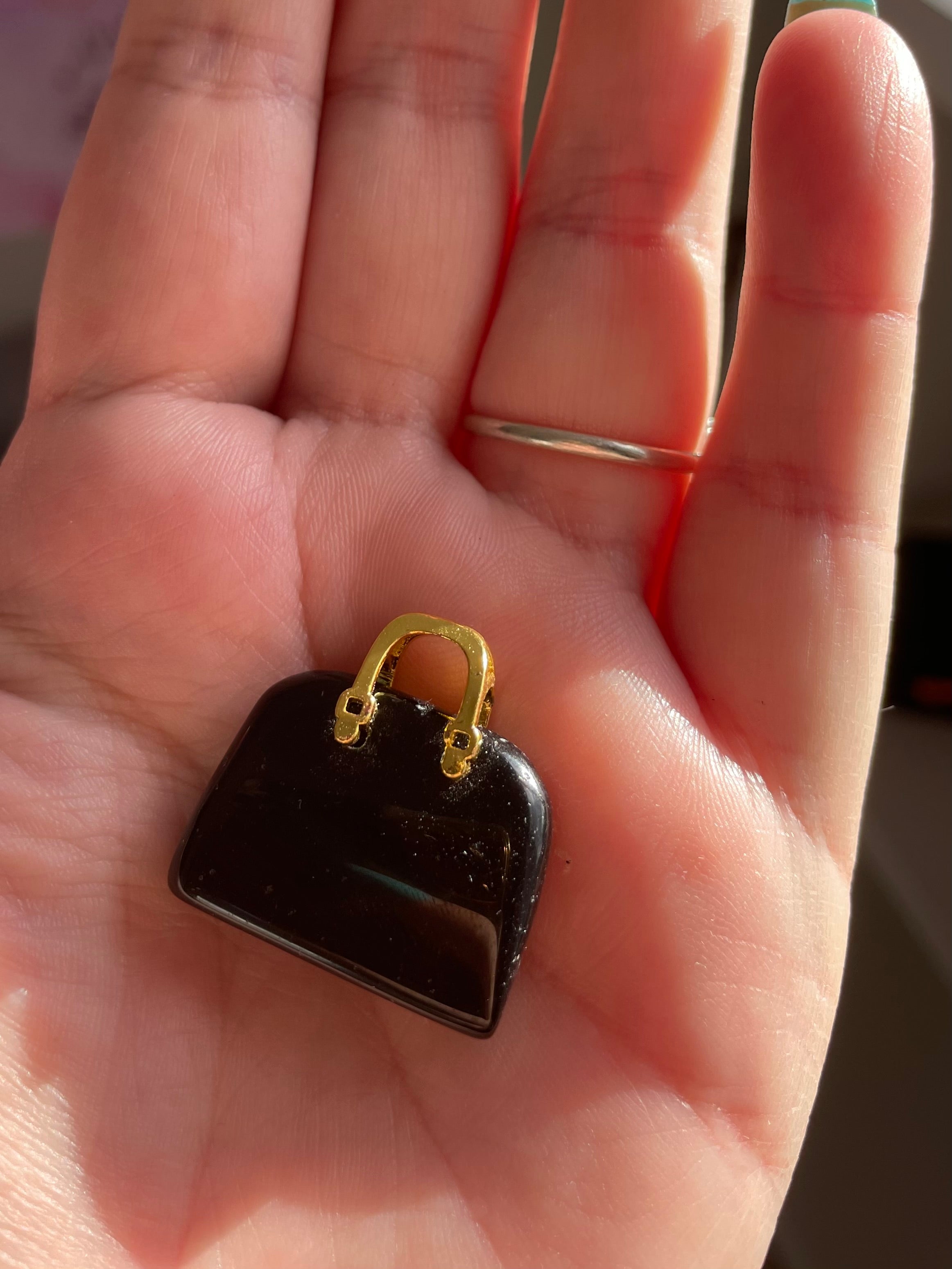 Black Obsidian Handbag Carving